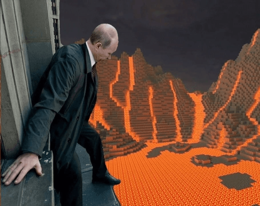 Игрок заглядывает в лавовые пещеры Minecraft